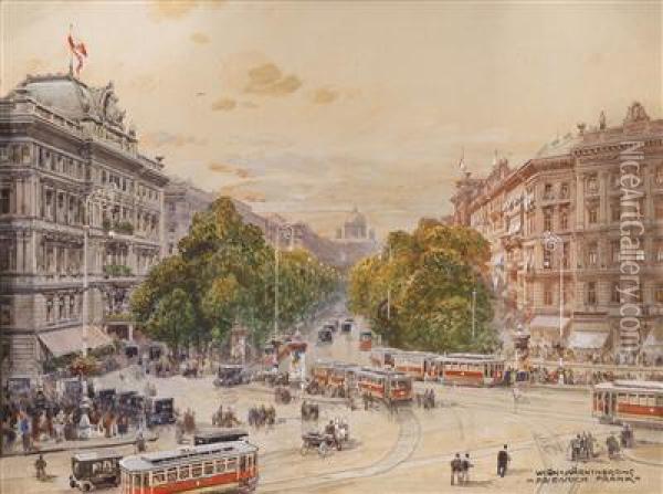 Ringstrase And The Hotel Imperial Oil Painting - Friedrich Frank