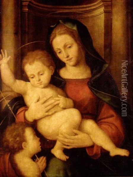 La Virgen, El Nino Y San Juan Bautista Oil Painting - Mariotto Albertinelli