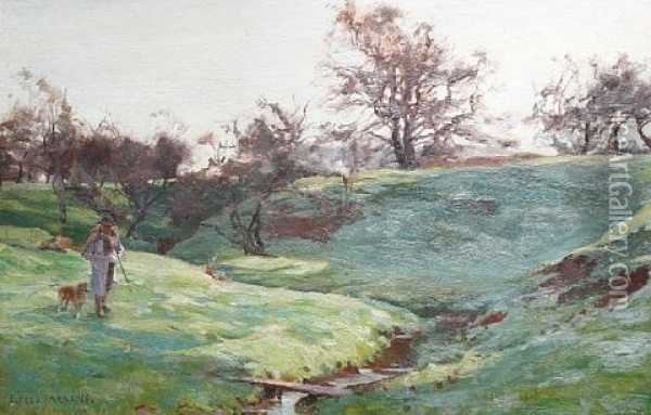 A Bracing Walk Oil Painting - Alfred William Parsons