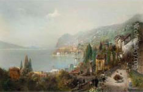 Veduta Del Lago Di Garda Oil Painting - Robert Alott
