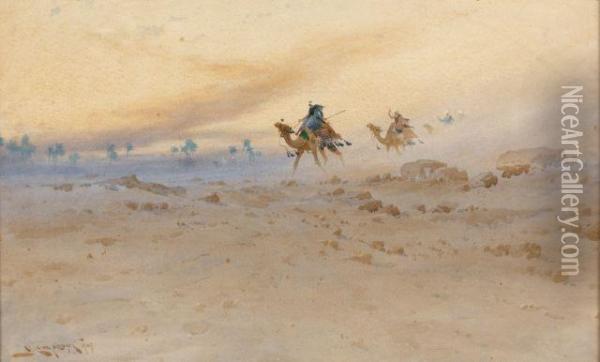 Caravane Dans Le Desert Oil Painting - Augustus Osborne Lamplough