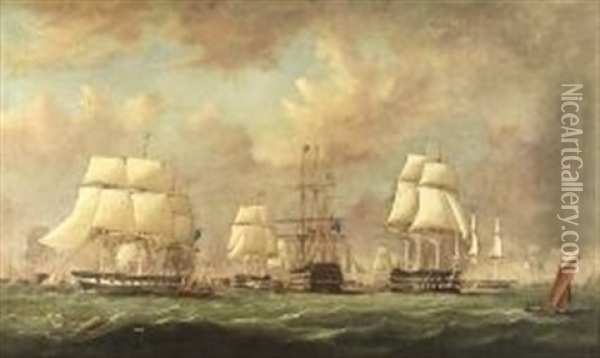 The Baltic Fleet Leaving Spithead Oil Painting - Arthur Wellington Fowles