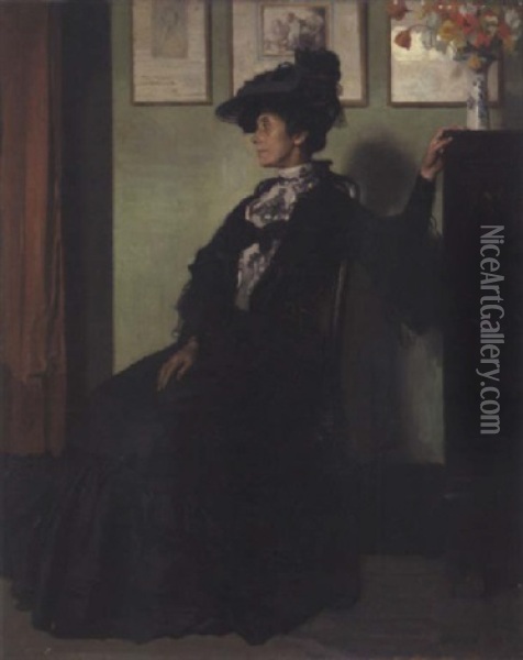 Portrait Of Mrs. Ella Fry Oil Painting - Sir William Orpen
