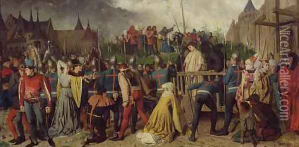 Joan of Arc 1412-31 Being Led to her Death, 1867 Oil Painting - Isidore Patrois