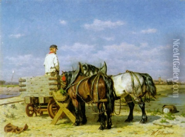 Trekpaarden Oil Painting - Willem Jacobus Boogaard