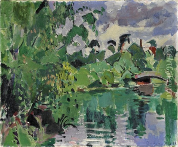 Landscape In The Grunewald Oil Painting - Oskar Moll