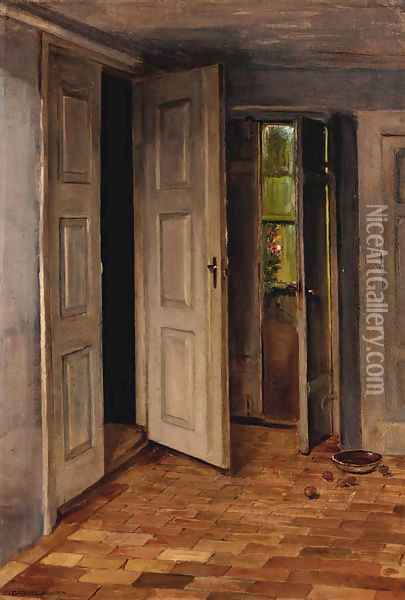 A Danish interior Oil Painting - Gabriel Jenson