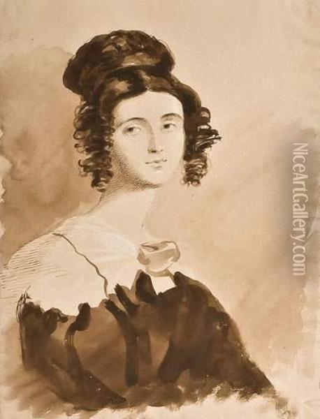Portrait De Femme Oil Painting - Sir George Hayter