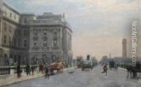 Somerset House And Waterloo Bridge Oil Painting - Francis H. Dodd