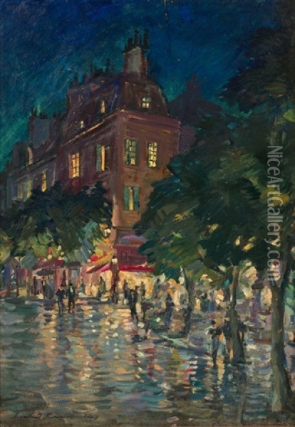 Nuit A Paris Oil Painting - Konstantin Alexeievitch Korovin