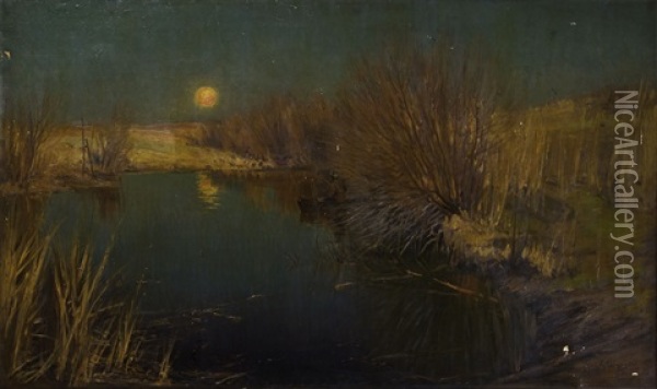 Nachtliche Seelandschaft Oil Painting - Max Gildemeister