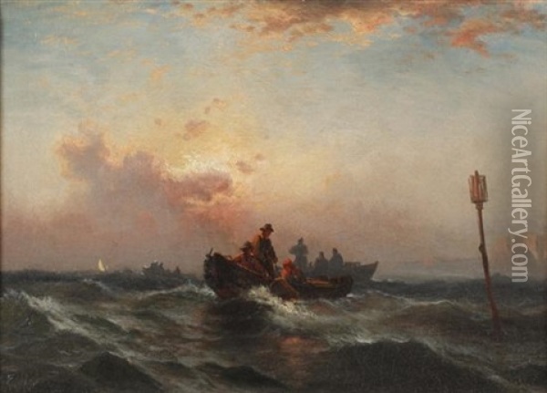 Catching Lobsters Oil Painting - Edward Moran