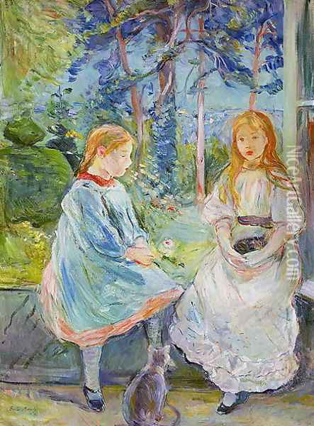 Young Girls at the Window 1892 Oil Painting - Berthe Morisot