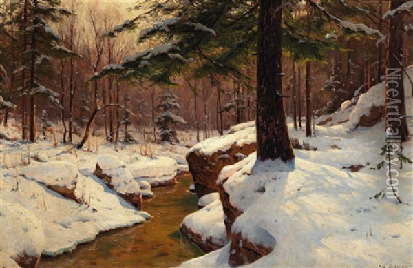 A Sunny Day In Winter Oil Painting - Walter Moras
