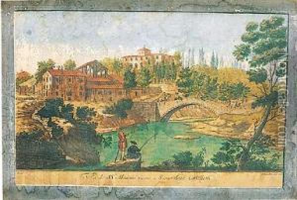 Vista De La Villa Mancini Oil Painting - Giuseppe Zucchi