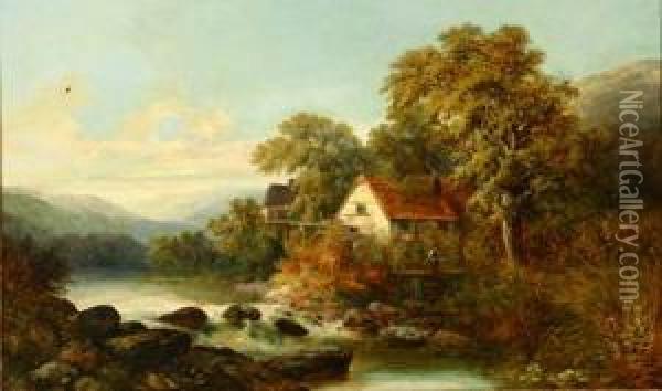 The Nant Mill, North Wales Oil Painting - William R. Stone