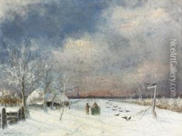 Winterliche Landschaft. Oil Painting - Gerard Van Der Laan