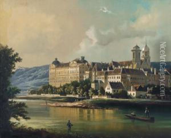 Blick Auf Klosterneuburg Und Kahlenberg Oil Painting - J. Wilhelm Jankowski