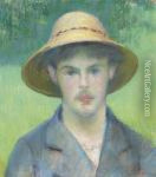 Jeune Homme Au Chapeau De Paille Oil Painting - Gustave Caillebotte