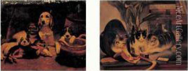 chiens> Et <chats Oil Painting - Vilhelm Eyvind Tilly