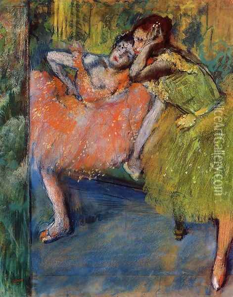 Two Dancers in the Studio Oil Painting - Edgar Degas