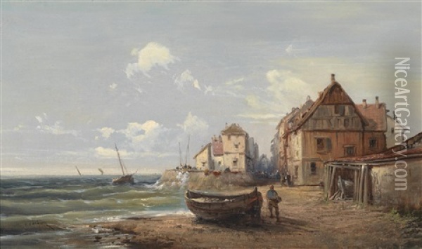 Strandmotiv Aus Der Normandie Oil Painting - Emile Godchaux