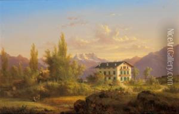 Paesaggio Presso Vevey Oil Painting - Nicolas Louis A. Prevost