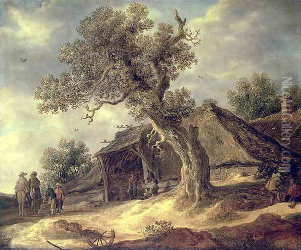 Landscape with an Oak 1634 Oil Painting - Jacob Van Ruisdael
