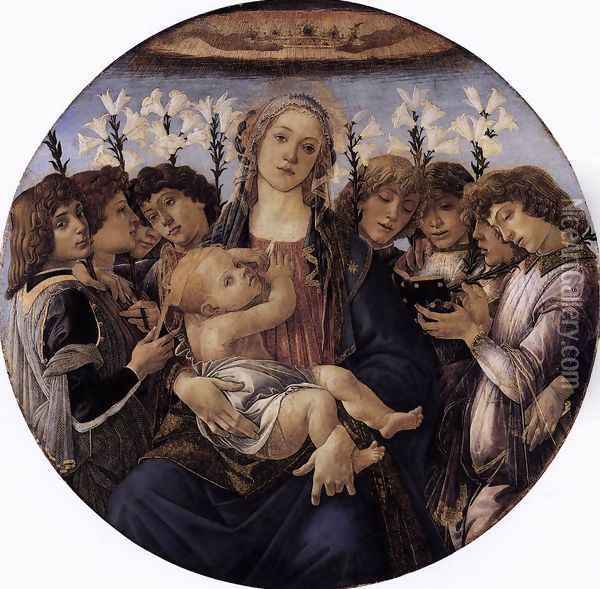 Madonna and Child with Eight Angels c. 1478 Oil Painting - Sandro Botticelli