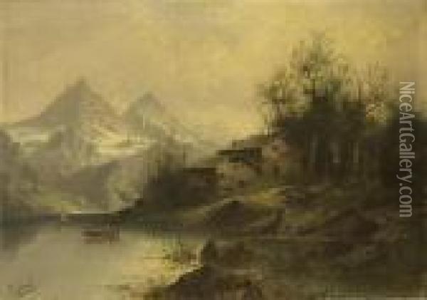 Hutte An See In Den Alpen Oil Painting - Karl Kaufmann