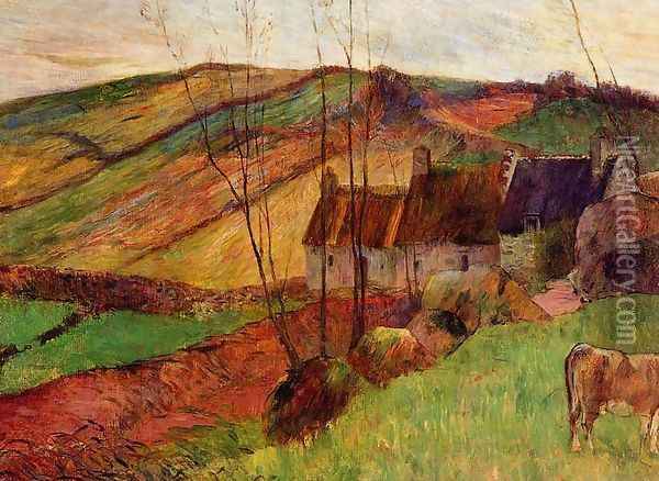Cottages on Mount Sainte-Marguerite Oil Painting - Paul Gauguin
