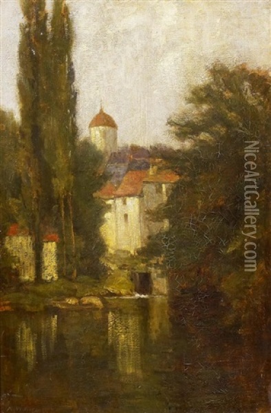 Im Park Eines Wasserschlosses Oil Painting - Alfred Withers
