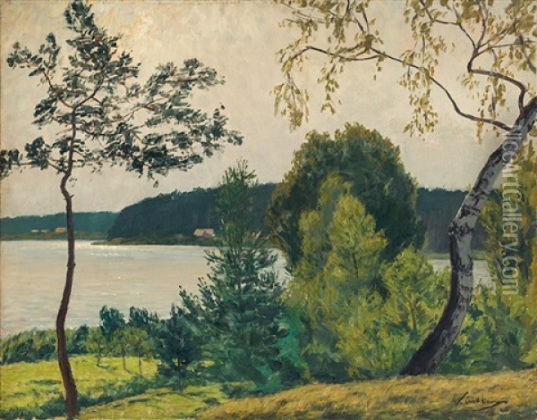 Landscape In The Mark Oil Painting - Walter Leistikow