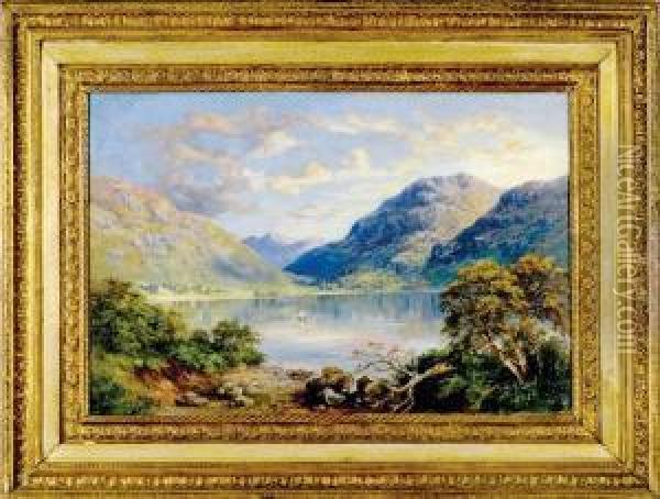 Scene At The Head Of Loch Earn Morning Effect Oil Painting - Kenneth Macleay