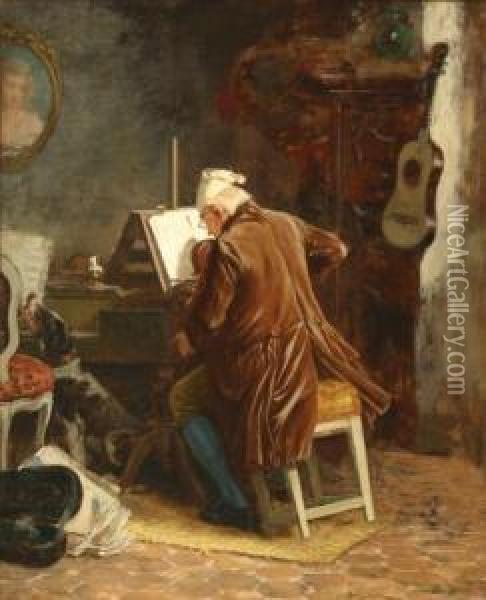 The Violinist Oil Painting - Louis Georges Brillouin