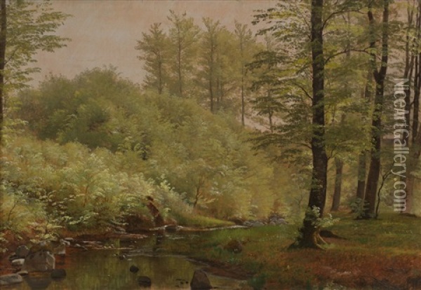 Skogslandskap Oil Painting - Carl Frederik Peder Aagaard