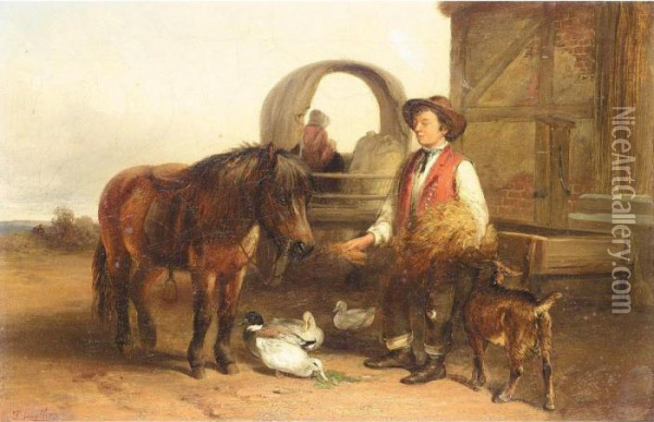 Feeding The Horse Oil Painting - Thomas Smythe