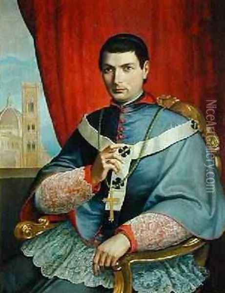 Portrait of Monsignor Giovacchino Lamberti Archbishop of Florence 1857 Oil Painting - Antonio Marini
