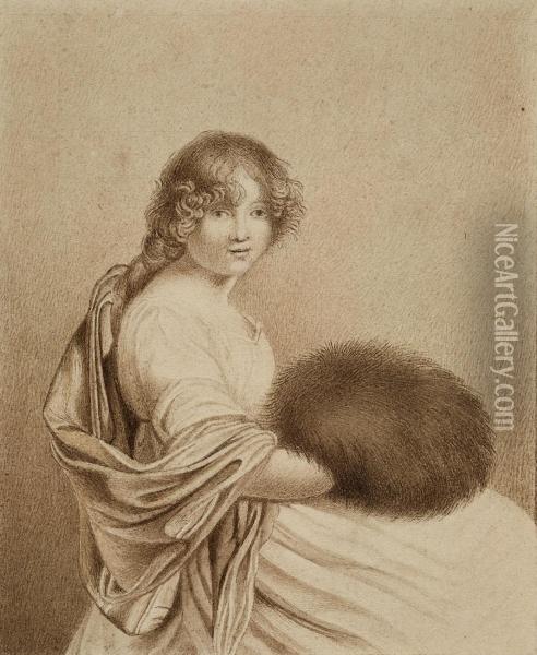Sitzende Dame Mit Einemmuff Oil Painting - Louis-Pierre Henriquel Dupont