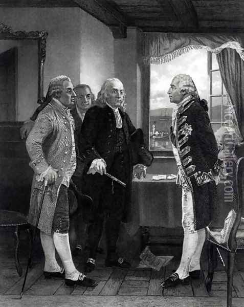 The Peace Conference on Staten Island, Interview between Lord Howe and the Committee of Congress, 11th September 1776 Oil Painting - Alonzo Chappel