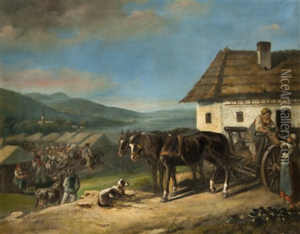 Bauernmarkt Oil Painting - Carl Schleicher