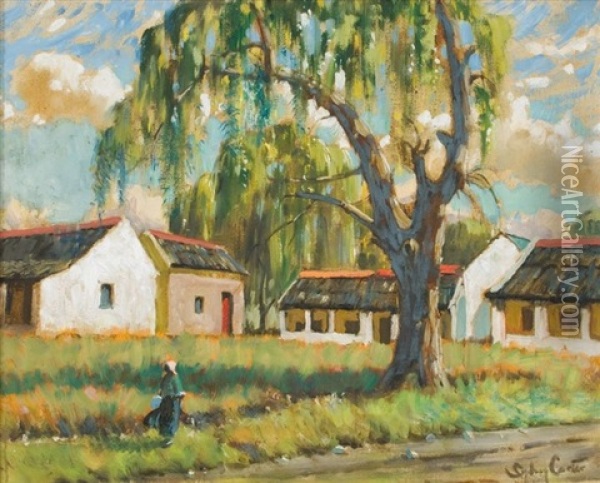 A Woman Walking On A Farm Road Oil Painting - Sydney Carter
