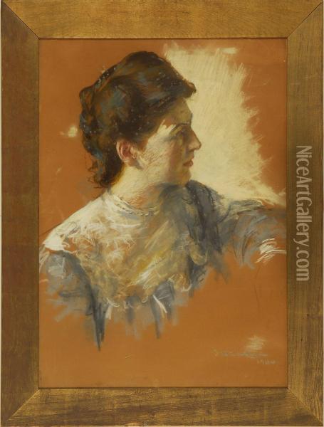 Portrait Of A Lady Oil Painting - Issac Henry Caliga