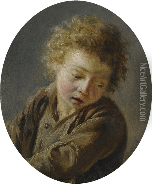 A Study Of A Young Boy Oil Painting - Martin Drolling Oberbergheim