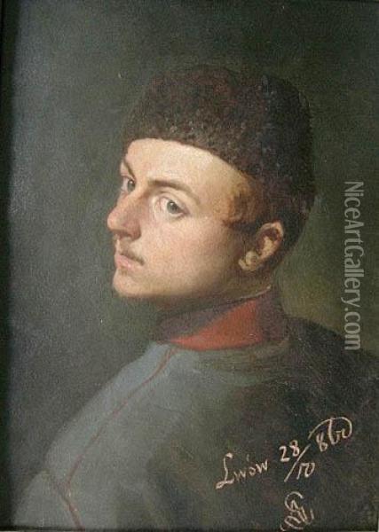Autoportret (1860) Oil Painting - Artur Grottger