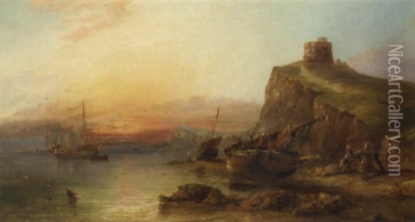 Sunset Over The Coast Oil Painting - William James Durant Ready