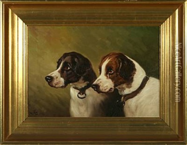 Portrait Of Two Sporting Dogs Oil Painting - N. A. Luetzen