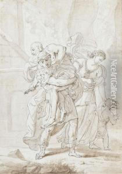 Aeneas Flucht Aus Dem Brennenden Troja Oil Painting - Andreas Seidl