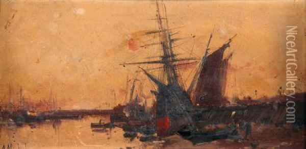 Harbour Scene Oil Painting - Eugene Galien-Laloue