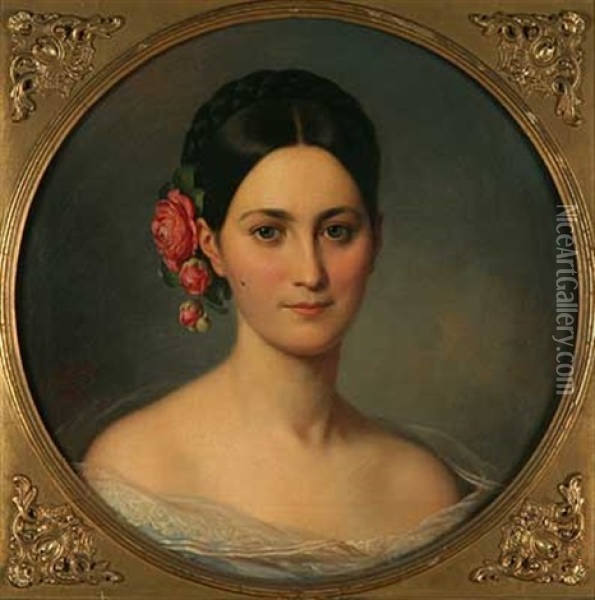 Damenportrait Oil Painting - Konstantin Johannes Franz Cretius